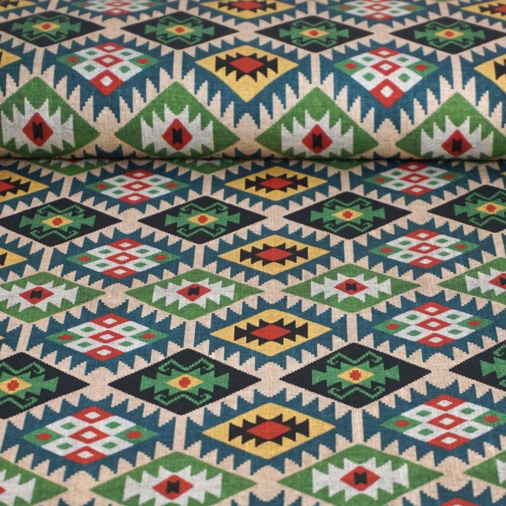 Dekostoff Halbpanama Ikatstil Muster Weboptik bunt